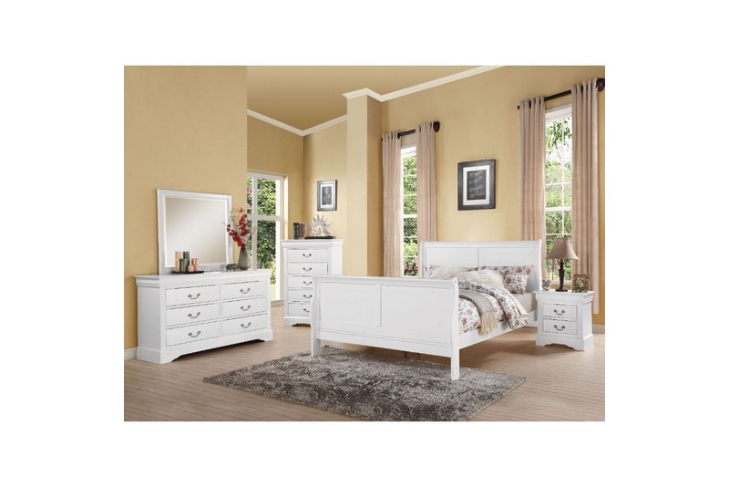Louis Philippe III Queen Bed White 47 ACME
